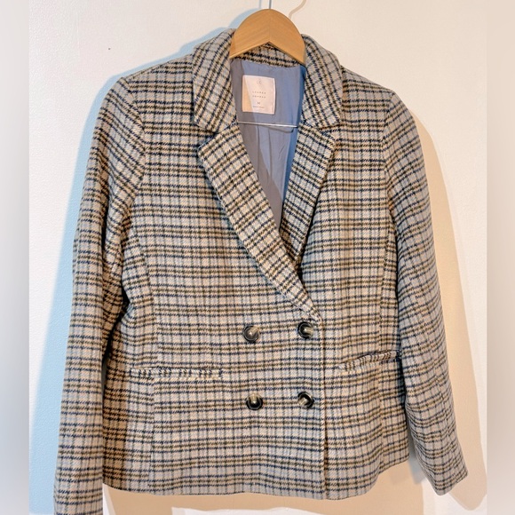 LC Lauren Conrad Jackets & Blazers - LC Lauren Conrad women’s NWT Double Breasted Notch plaid checked Collar Blazer